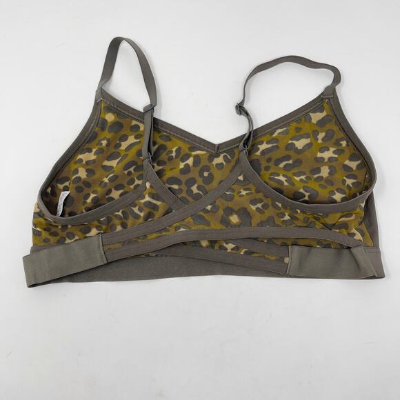 Aerie Offline Large Green Stretch Medium Support Sports Bra Leopard Keyhole Back - Picture 2 of 9
